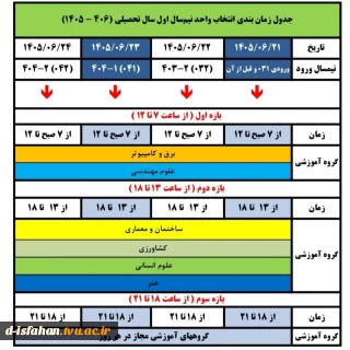 جدول زمان بندی1405
